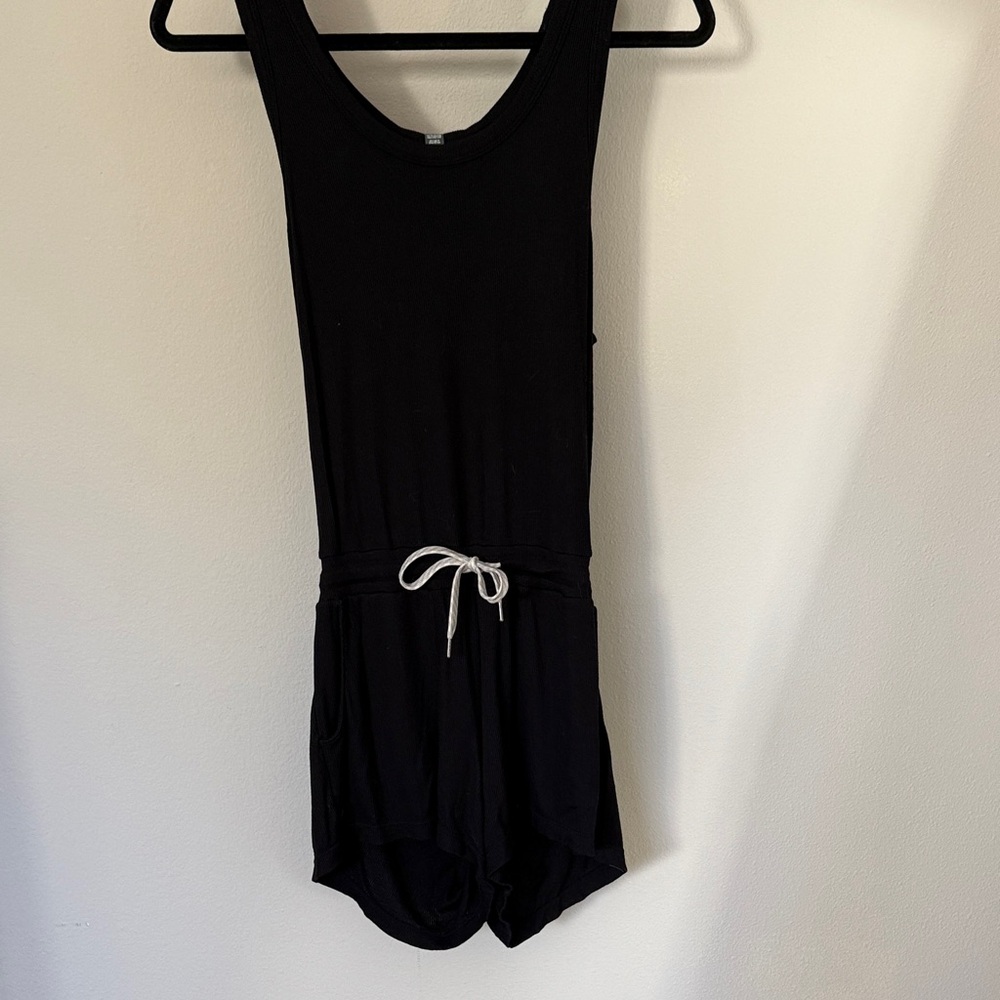 Vuori Black Sleeveless Romper with Drawstring